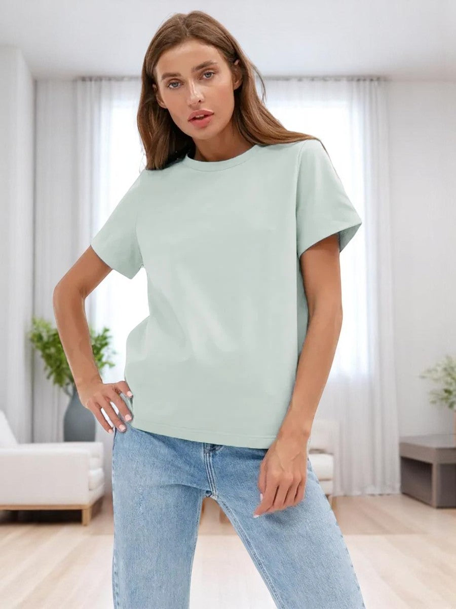T-shirt oversize donna in cotone 100% – Basic e alla moda, manica corta, top casual, ideale per armadio in capsula