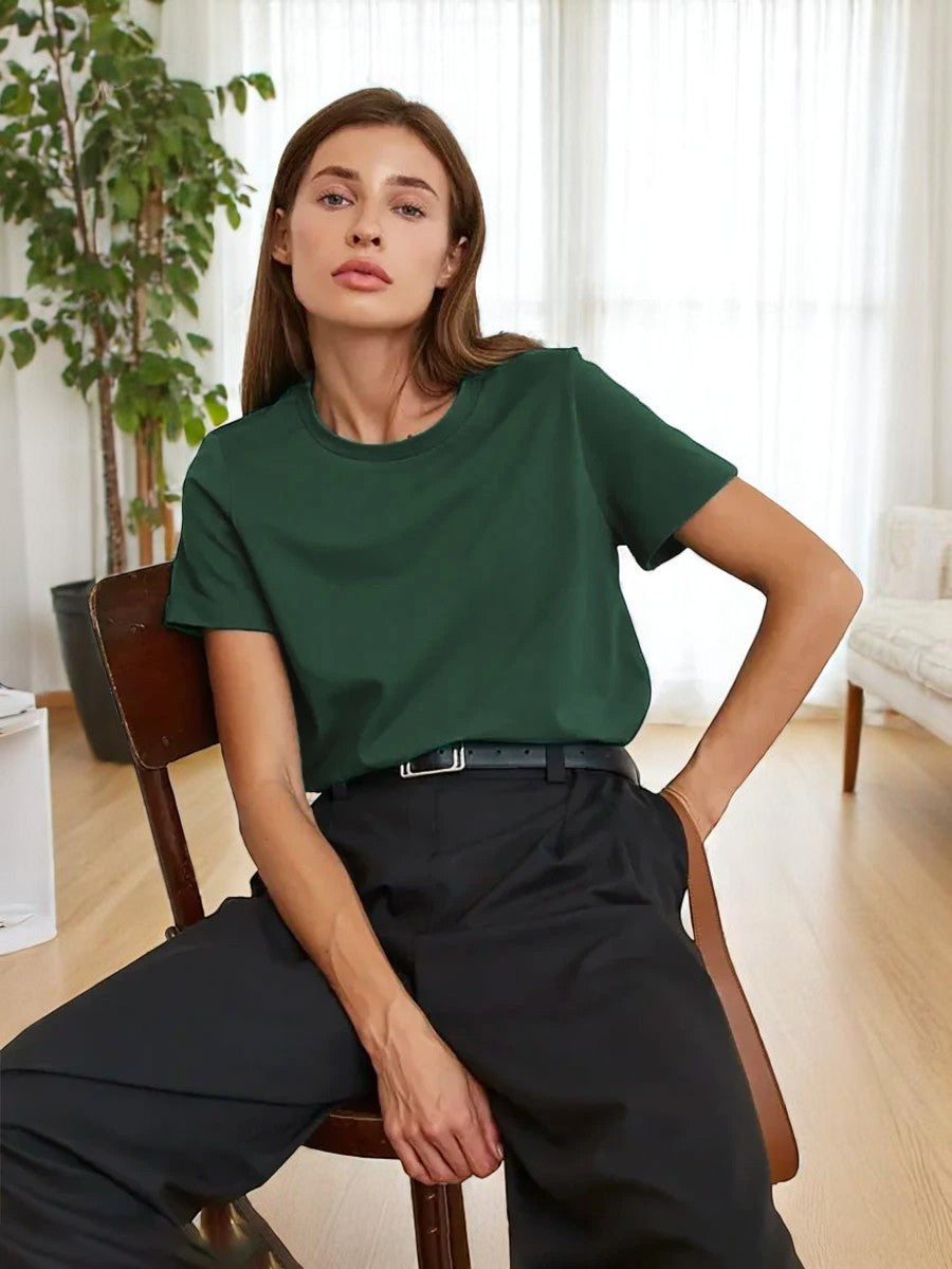 T-shirt oversize donna in cotone 100% – Basic e alla moda, manica corta, top casual, ideale per armadio in capsula