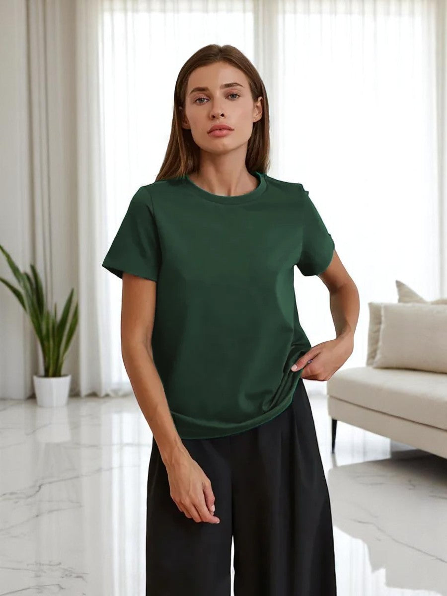 T-shirt oversize donna in cotone 100% – Basic e alla moda, manica corta, top casual, ideale per armadio in capsula