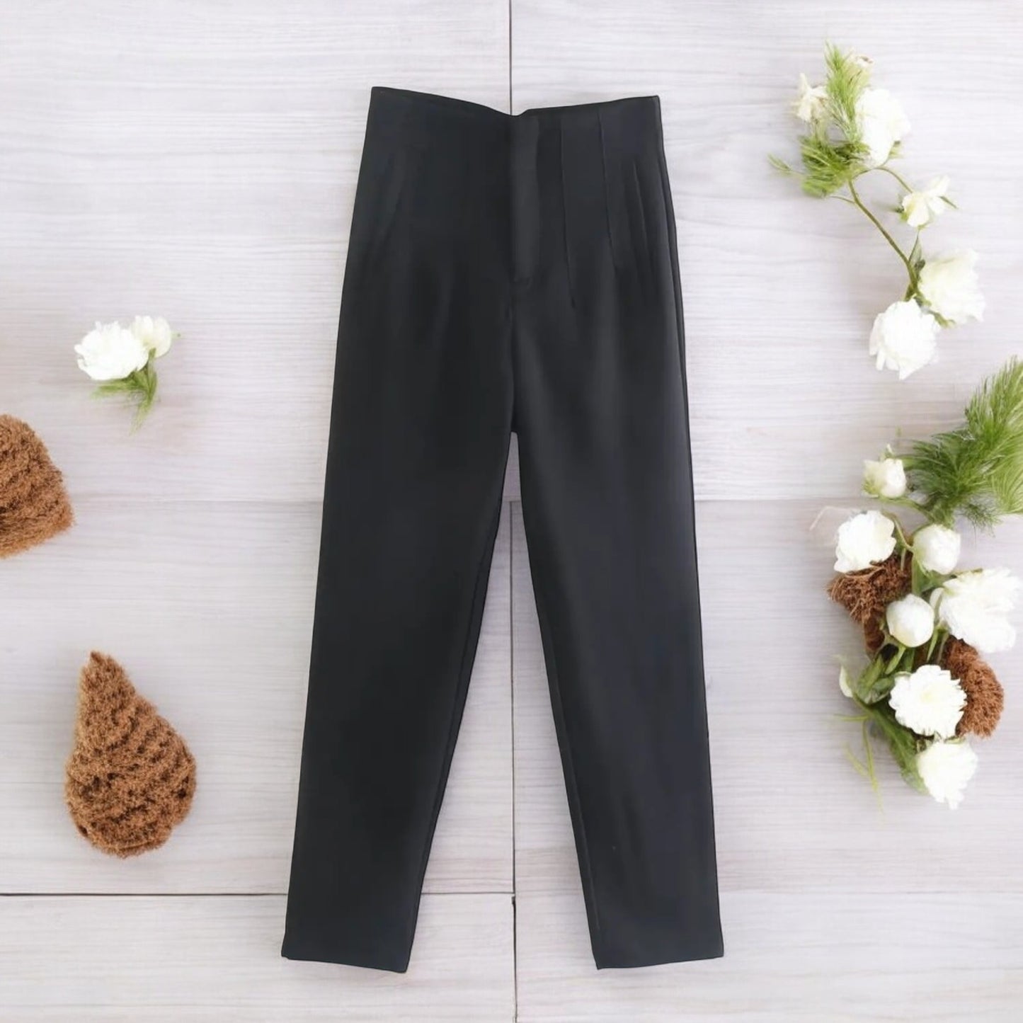 Pantaloni Donna Chic a Vita Alta con Cerniera Frontale - Eleganza e Comfort per Ogni Occasione