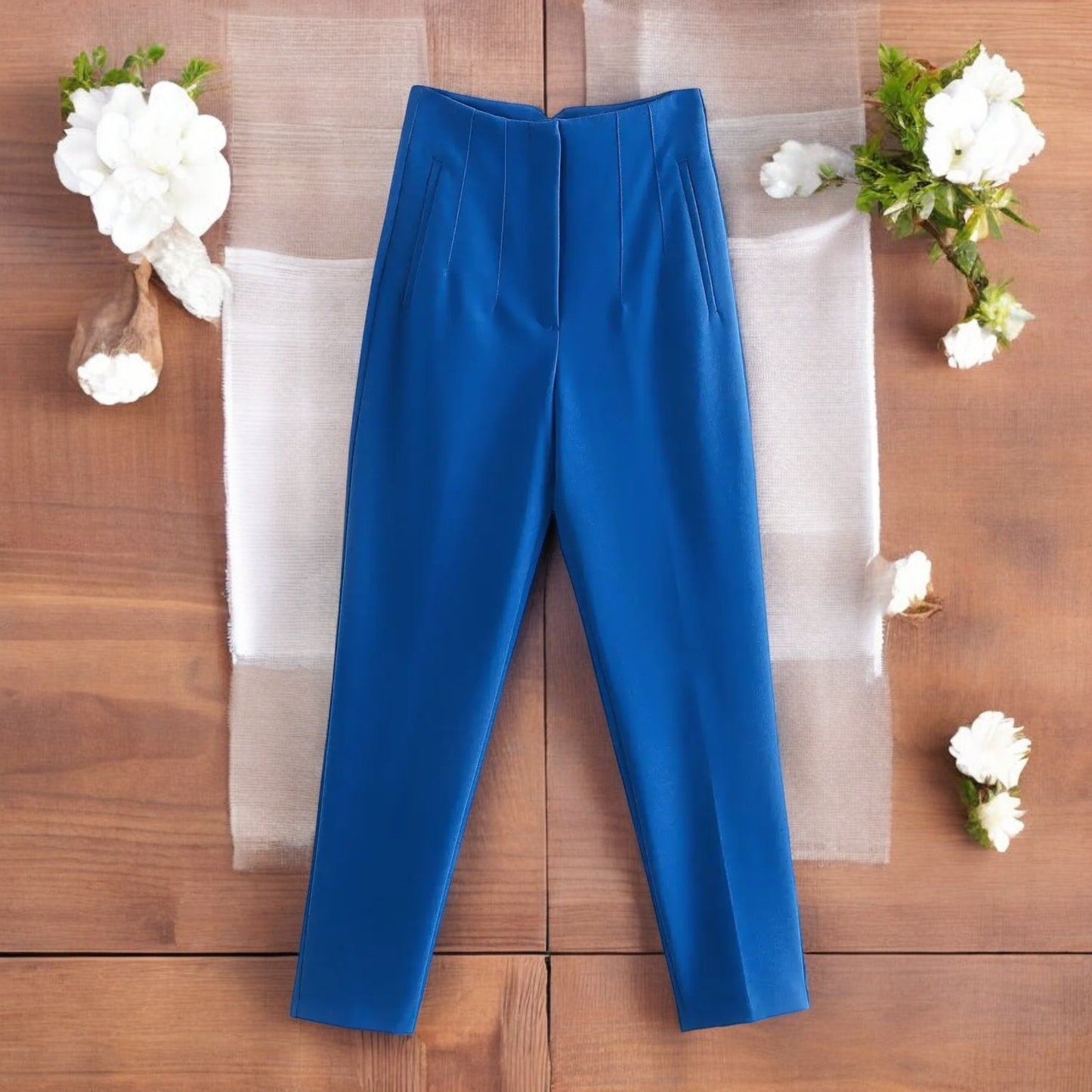 Pantaloni Donna Chic a Vita Alta con Cerniera Frontale - Eleganza e Comfort per Ogni Occasione