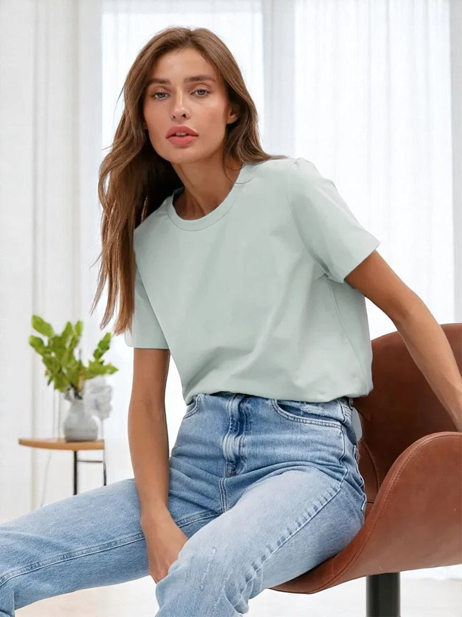 T-shirt oversize donna in cotone 100% – Basic e alla moda, manica corta, top casual, ideale per armadio in capsula