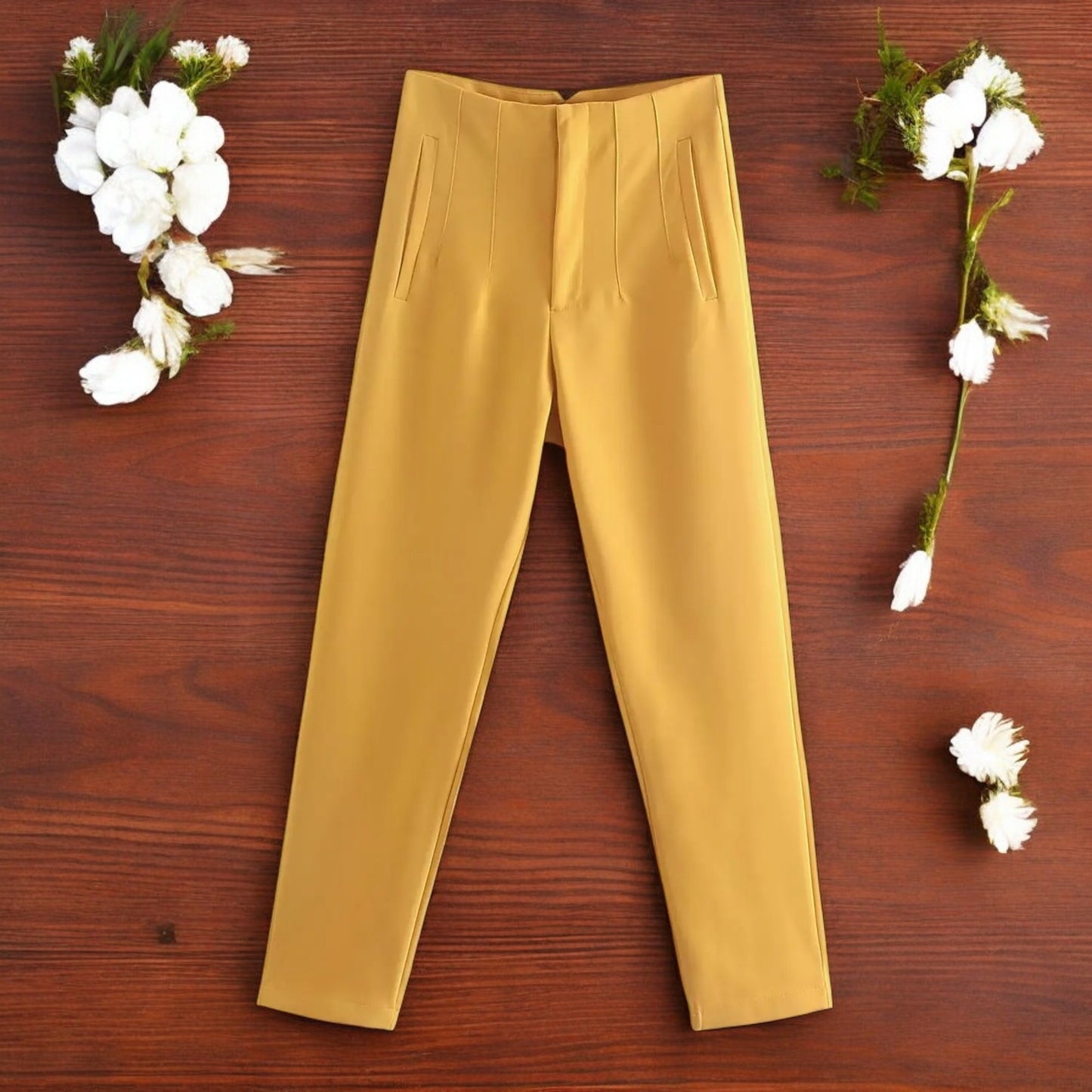 Pantaloni Donna Chic a Vita Alta con Cerniera Frontale - Eleganza e Comfort per Ogni Occasione