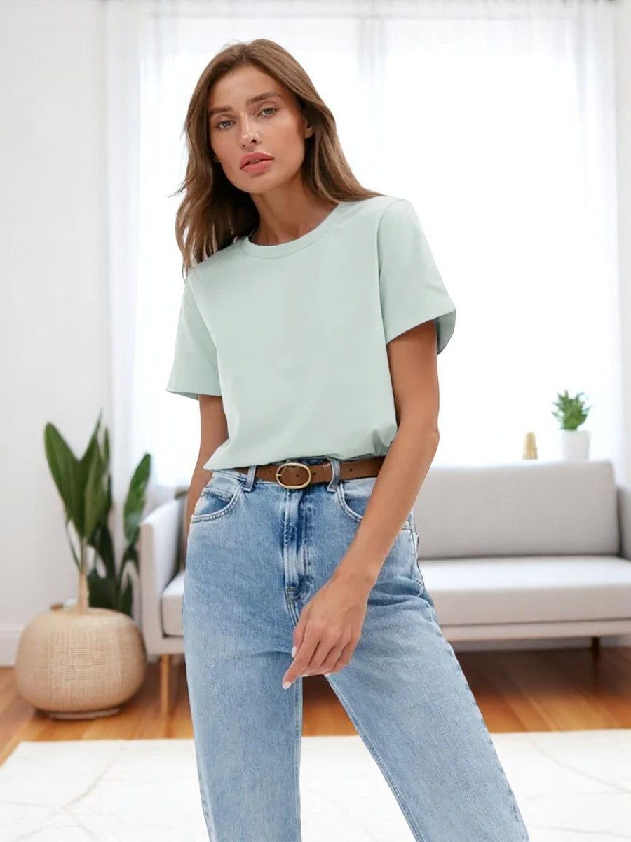 T-shirt oversize donna in cotone 100% – Basic e alla moda, manica corta, top casual, ideale per armadio in capsula