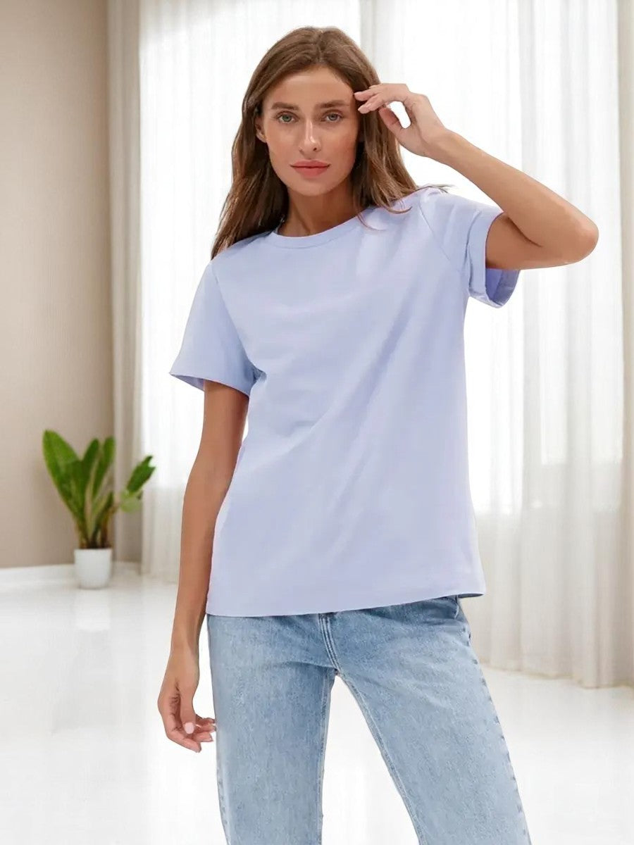 T-shirt oversize donna in cotone 100% – Basic e alla moda, manica corta, top casual, ideale per armadio in capsula