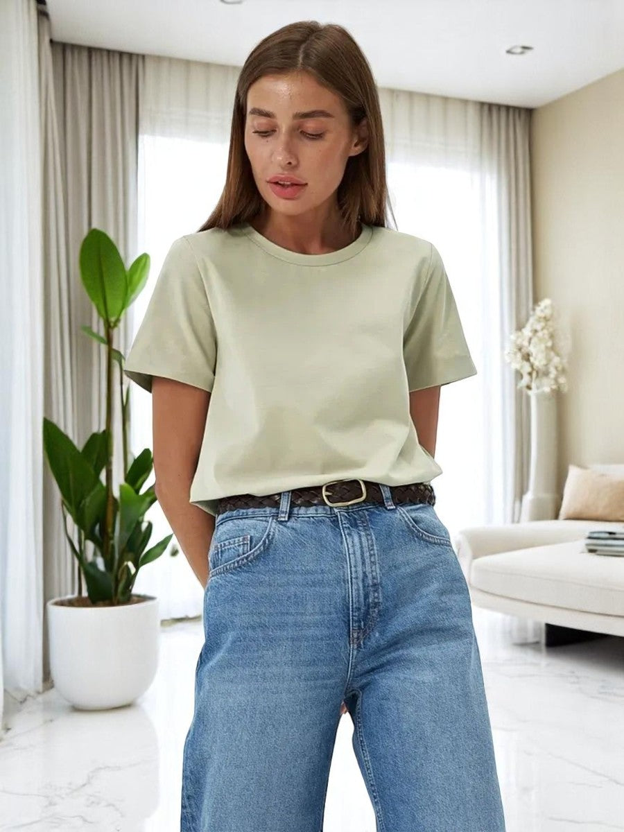 T-shirt oversize donna in cotone 100% – Basic e alla moda, manica corta, top casual, ideale per armadio in capsula