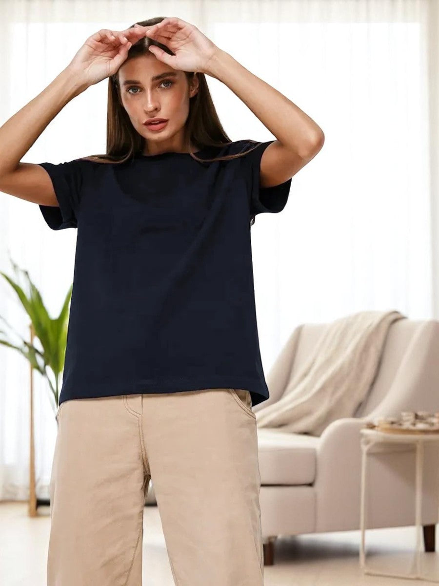 T-shirt oversize donna in cotone 100% – Basic e alla moda, manica corta, top casual, ideale per armadio in capsula