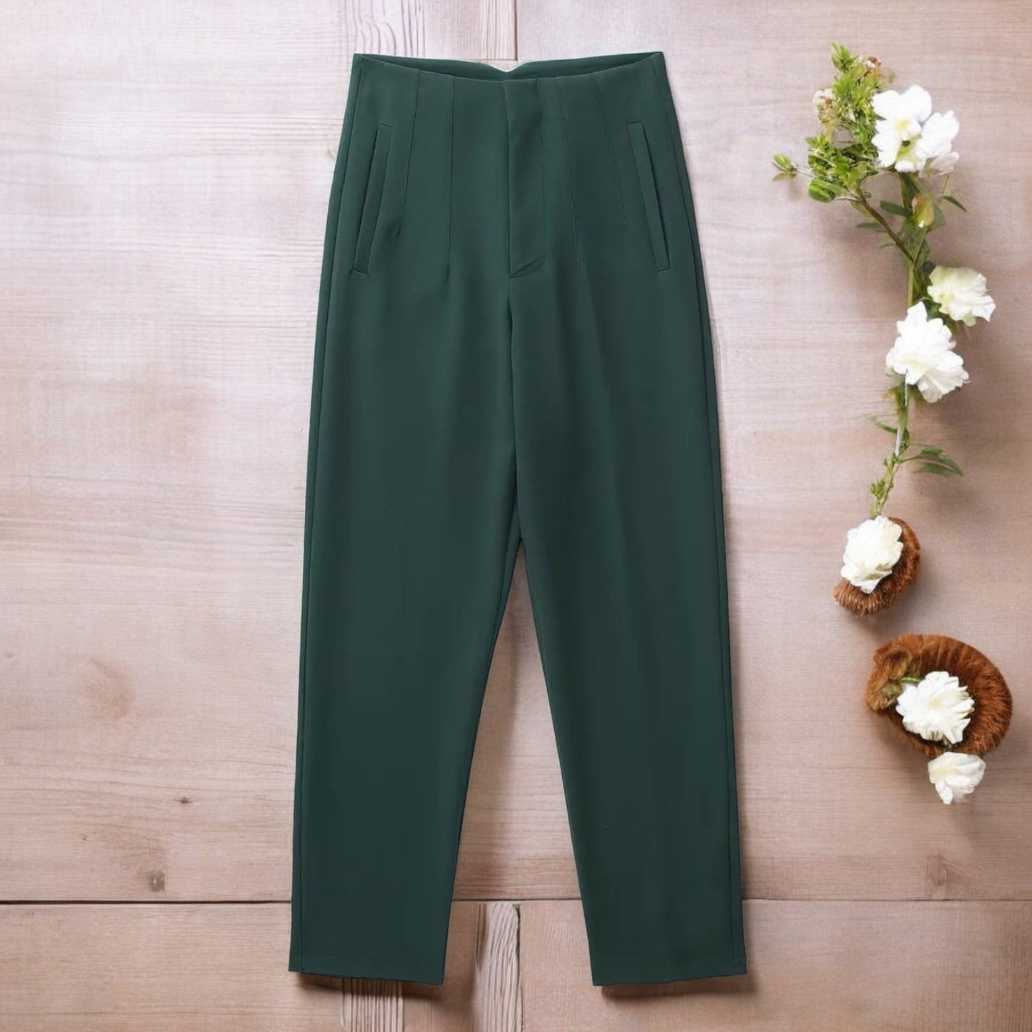 Pantaloni Donna Chic a Vita Alta con Cerniera Frontale - Eleganza e Comfort per Ogni Occasione