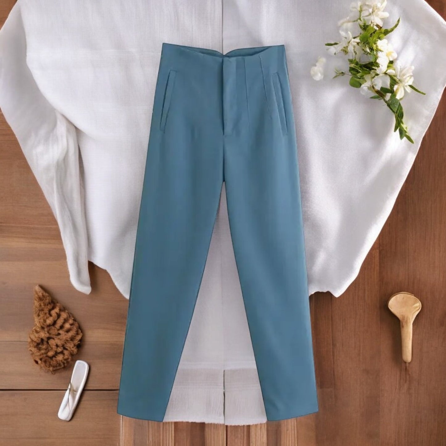 Pantaloni Donna Chic a Vita Alta con Cerniera Frontale - Eleganza e Comfort per Ogni Occasione
