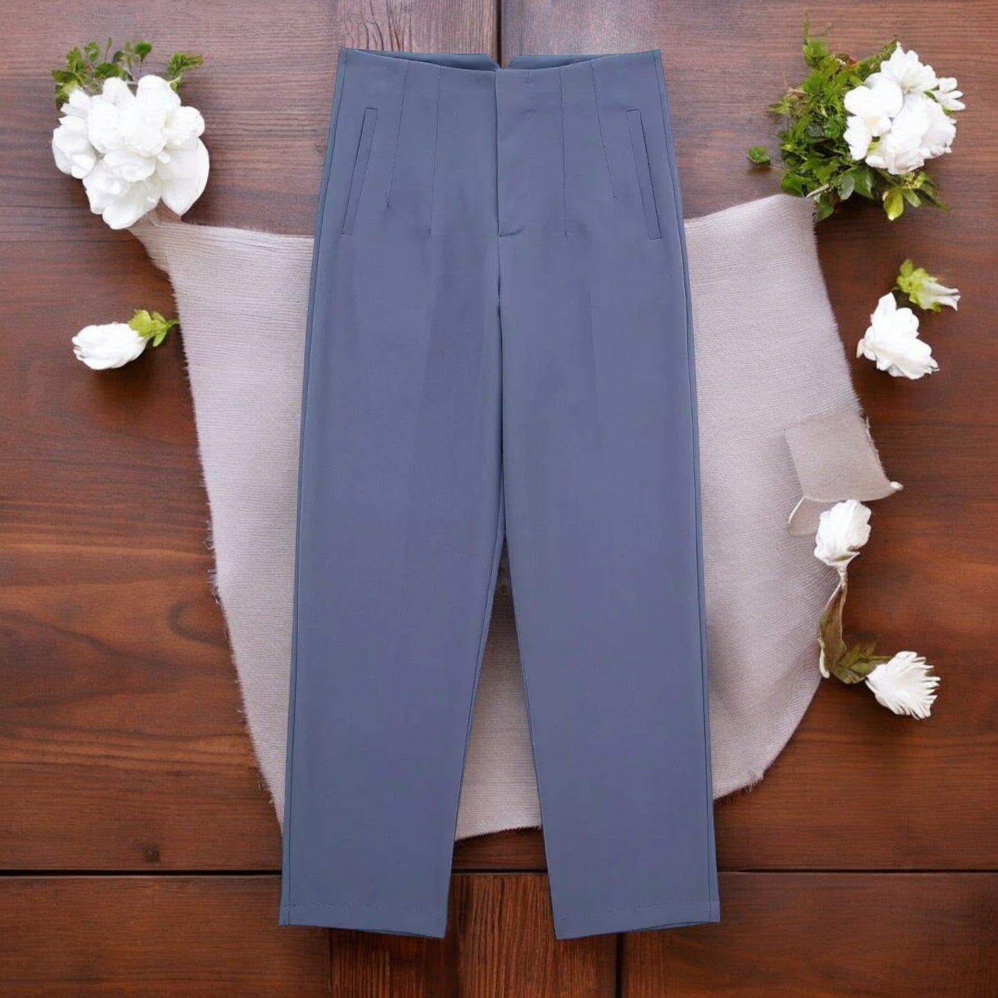 Pantaloni Donna Chic a Vita Alta con Cerniera Frontale - Eleganza e Comfort per Ogni Occasione