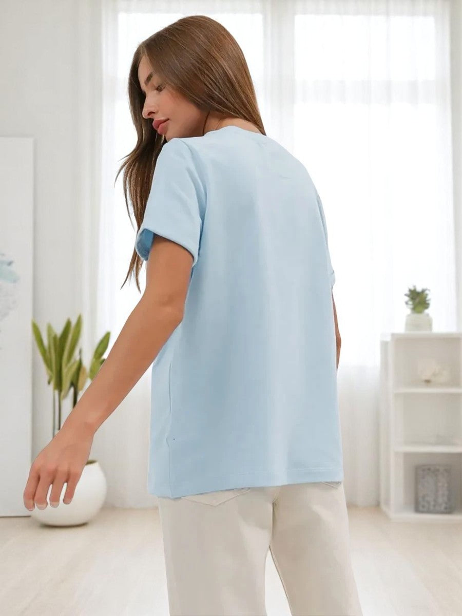 T-shirt oversize donna in cotone 100% – Basic e alla moda, manica corta, top casual, ideale per armadio in capsula