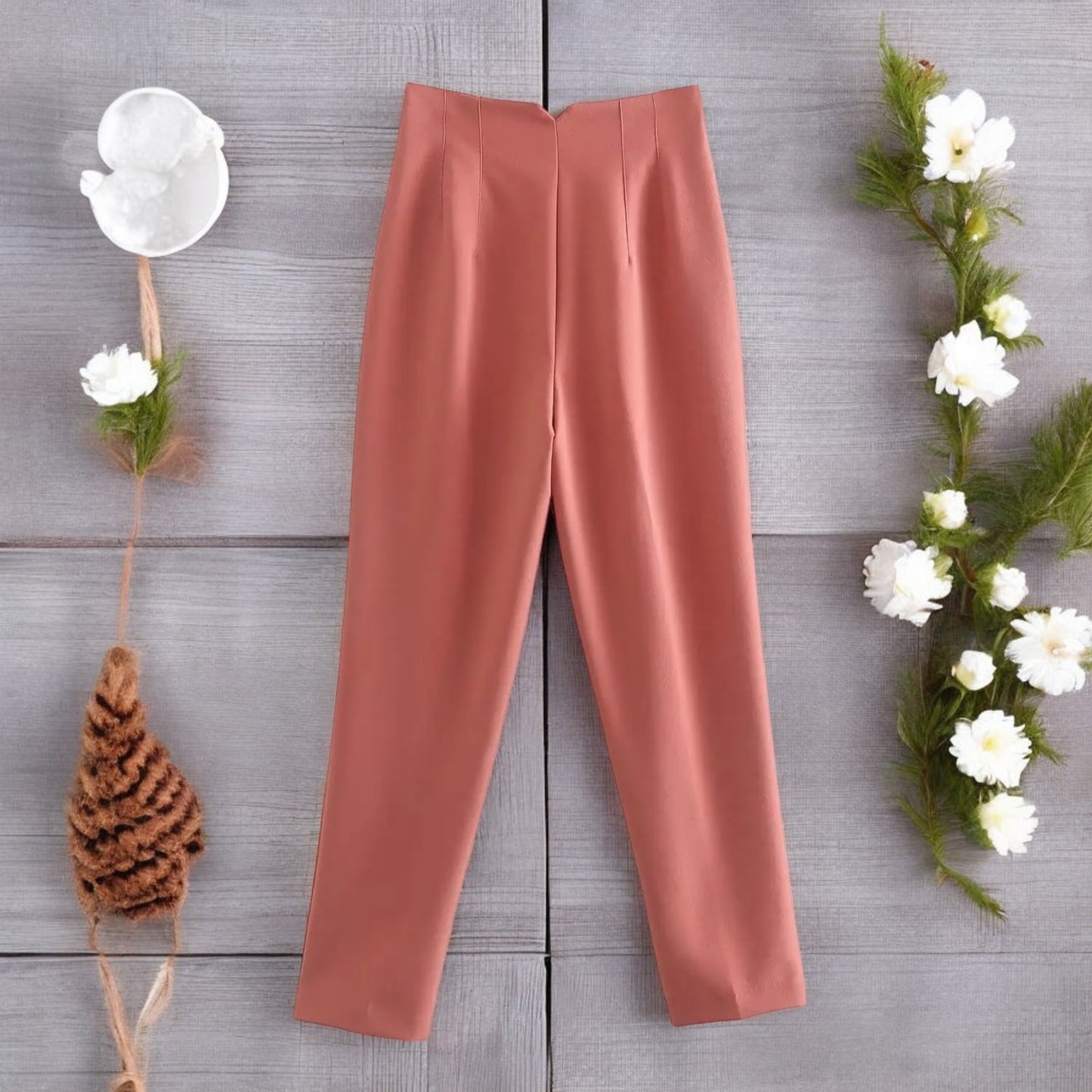 Pantaloni Donna Chic a Vita Alta con Cerniera Frontale - Eleganza e Comfort per Ogni Occasione