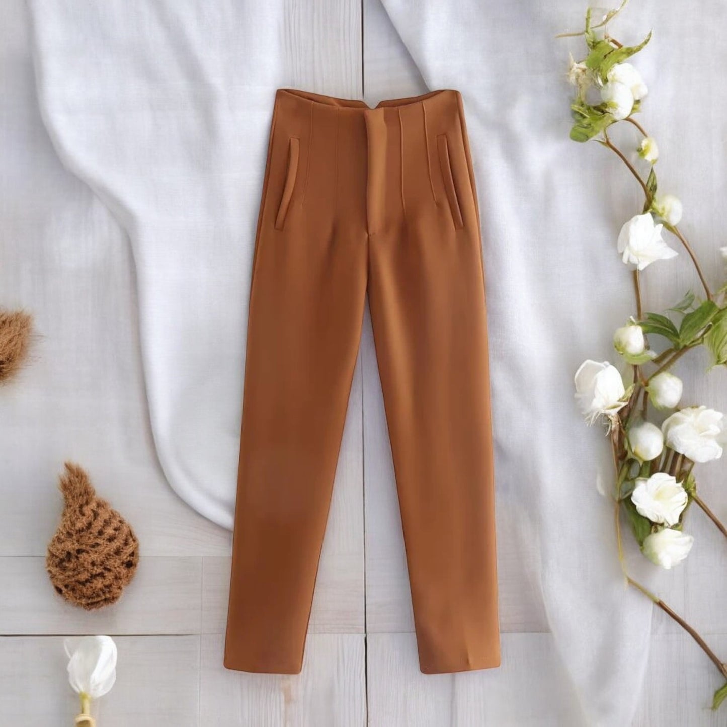 Pantaloni Donna Chic a Vita Alta con Cerniera Frontale - Eleganza e Comfort per Ogni Occasione
