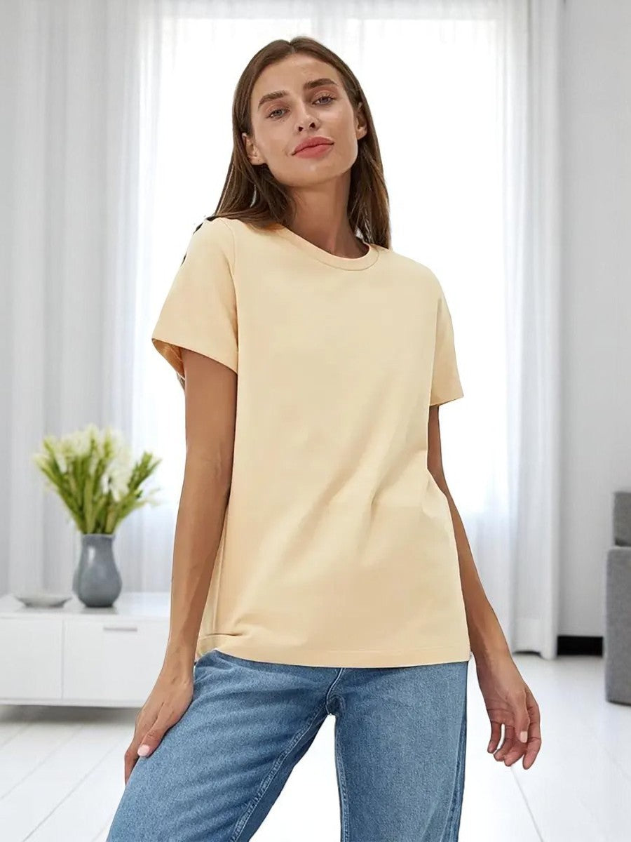 T-shirt oversize donna in cotone 100% – Basic e alla moda, manica corta, top casual, ideale per armadio in capsula