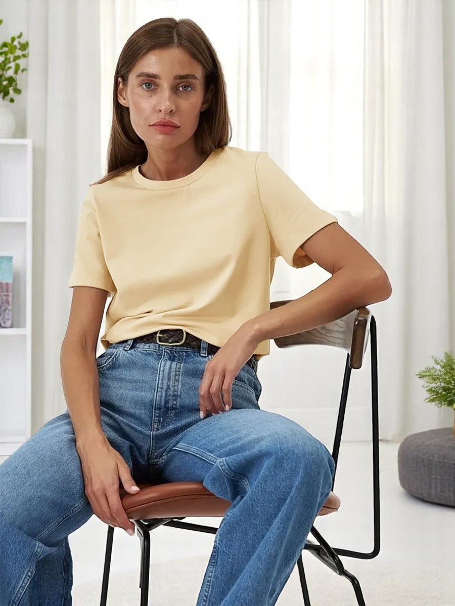 T-shirt oversize donna in cotone 100% – Basic e alla moda, manica corta, top casual, ideale per armadio in capsula