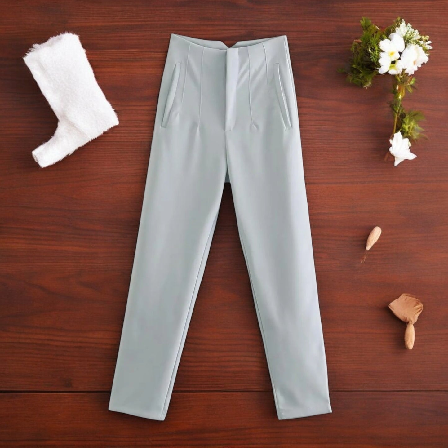 Pantaloni Donna Chic a Vita Alta con Cerniera Frontale - Eleganza e Comfort per Ogni Occasione
