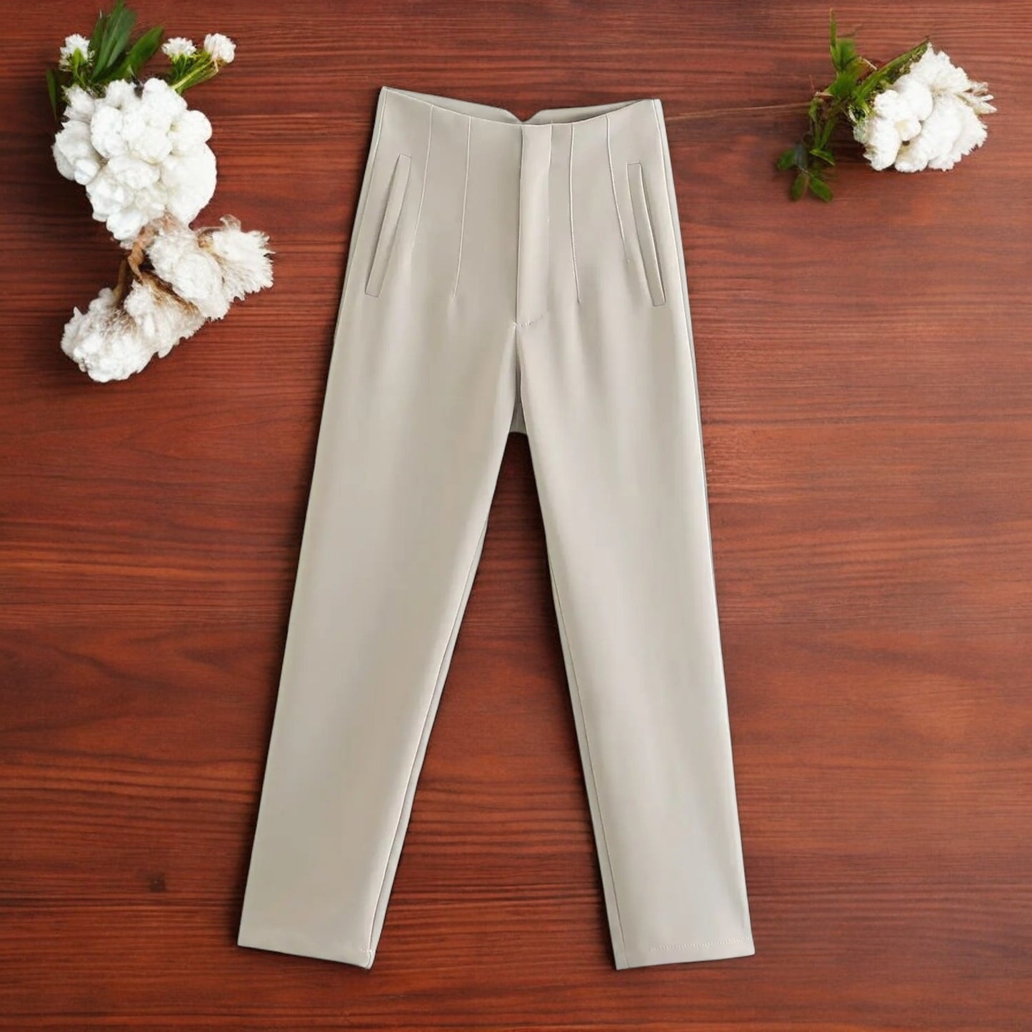 Pantaloni Donna Chic a Vita Alta con Cerniera Frontale - Eleganza e Comfort per Ogni Occasione