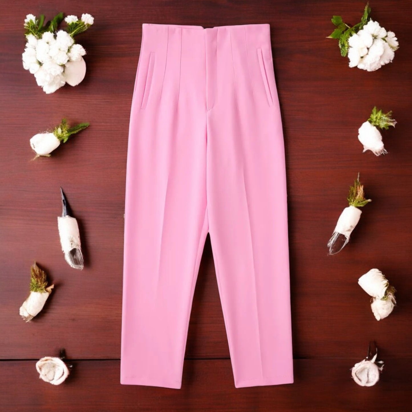Pantaloni Donna Chic a Vita Alta con Cerniera Frontale - Eleganza e Comfort per Ogni Occasione