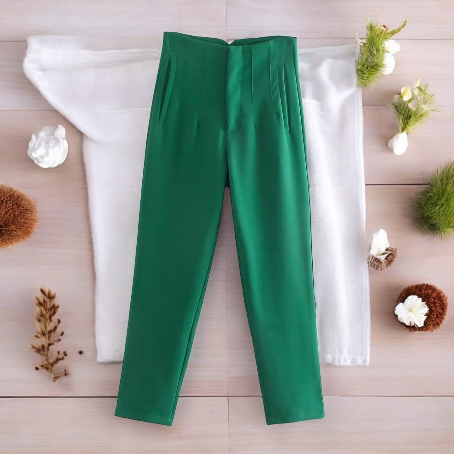 Pantaloni Donna Chic a Vita Alta con Cerniera Frontale - Eleganza e Comfort per Ogni Occasione