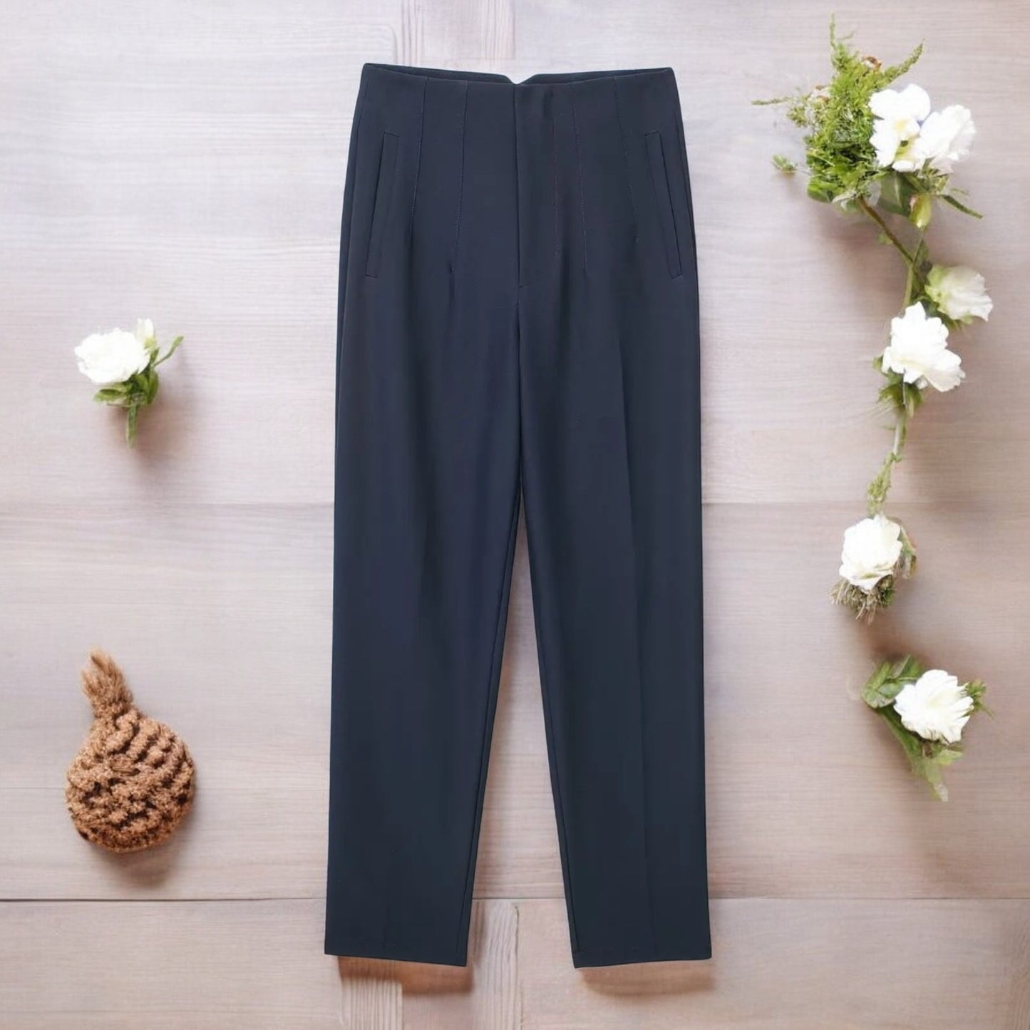 Pantaloni Donna Chic a Vita Alta con Cerniera Frontale - Eleganza e Comfort per Ogni Occasione