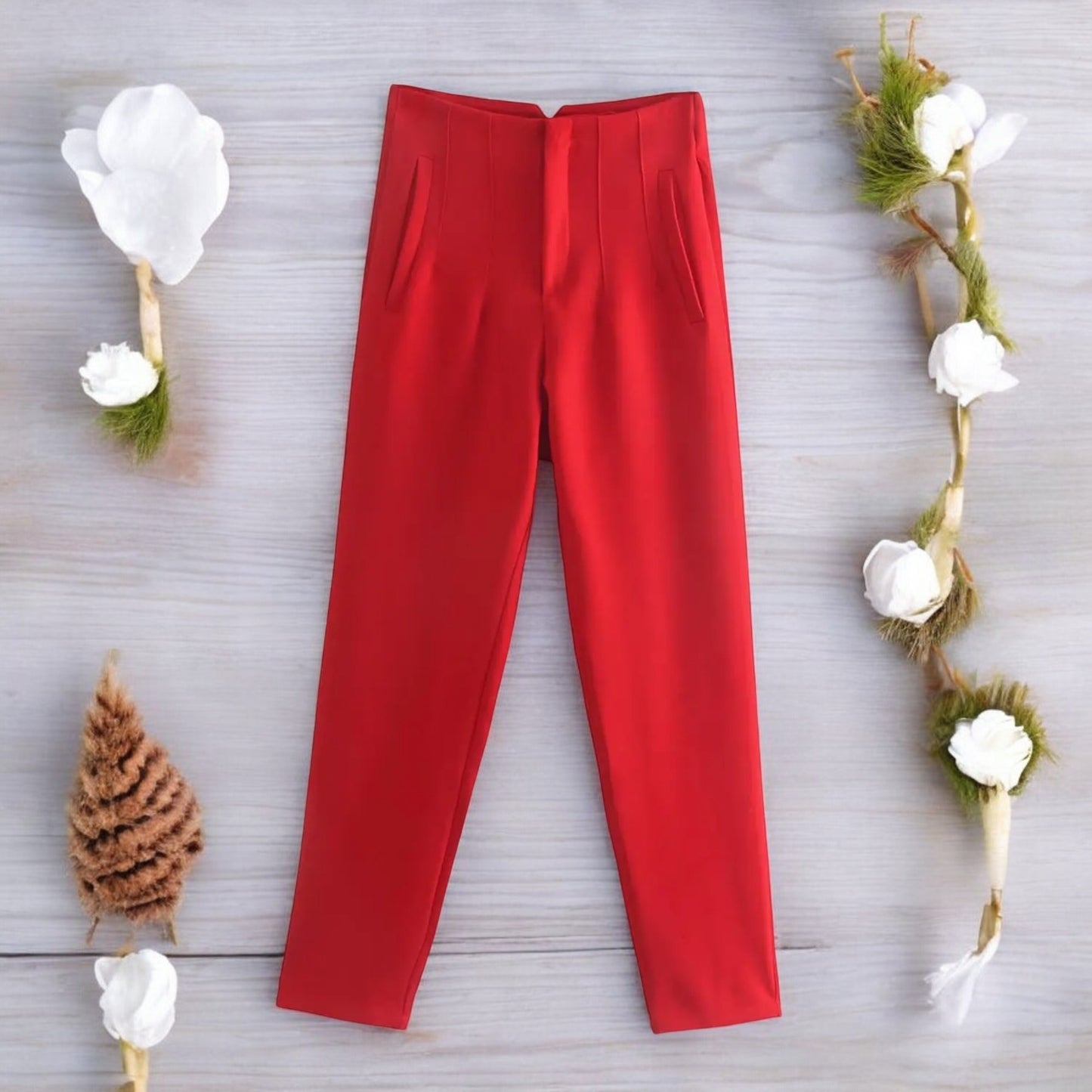 Pantaloni Donna Chic a Vita Alta con Cerniera Frontale - Eleganza e Comfort per Ogni Occasione